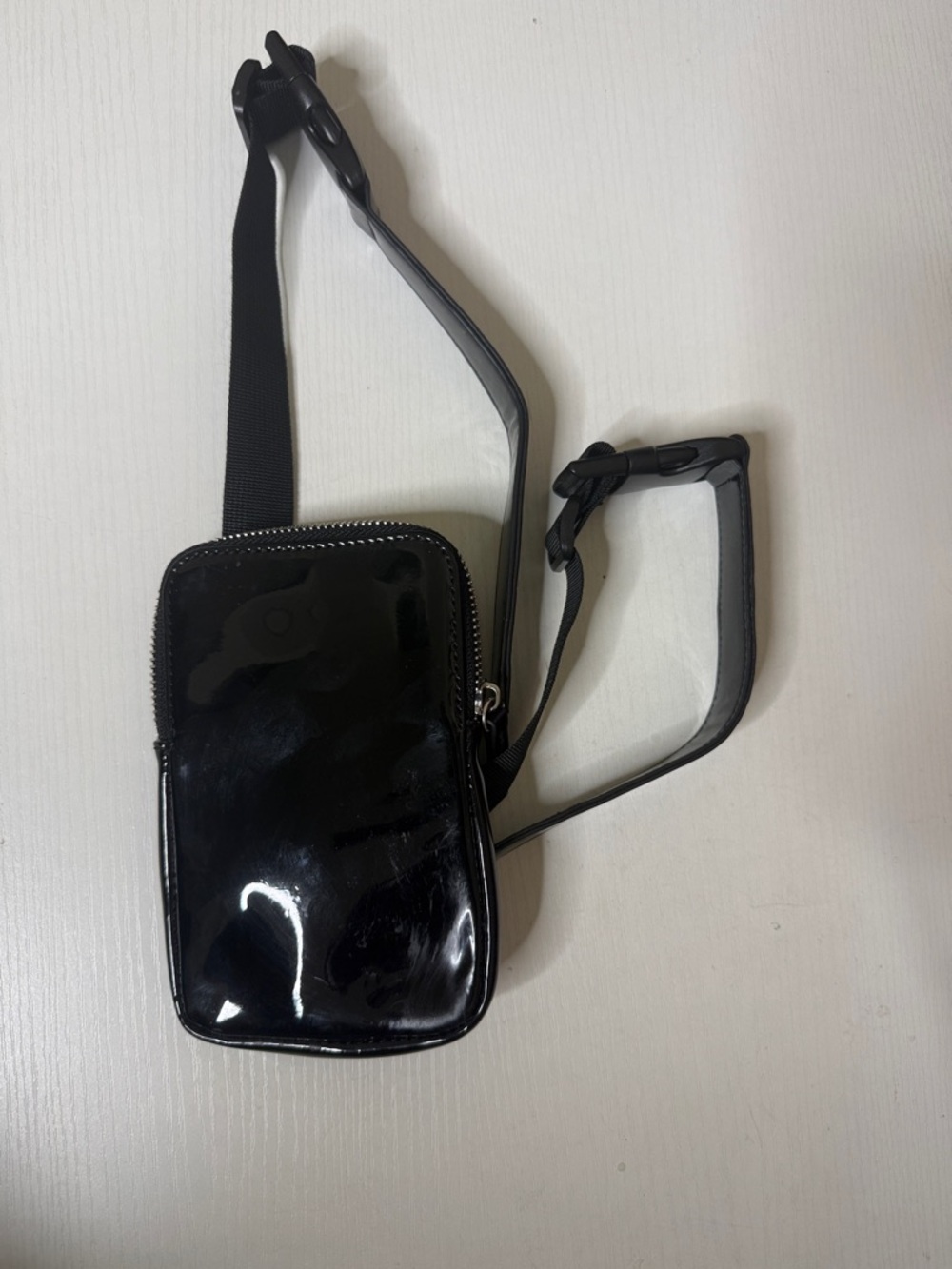 Fashion Nova Black Gloss Crossbody Phone Pouch